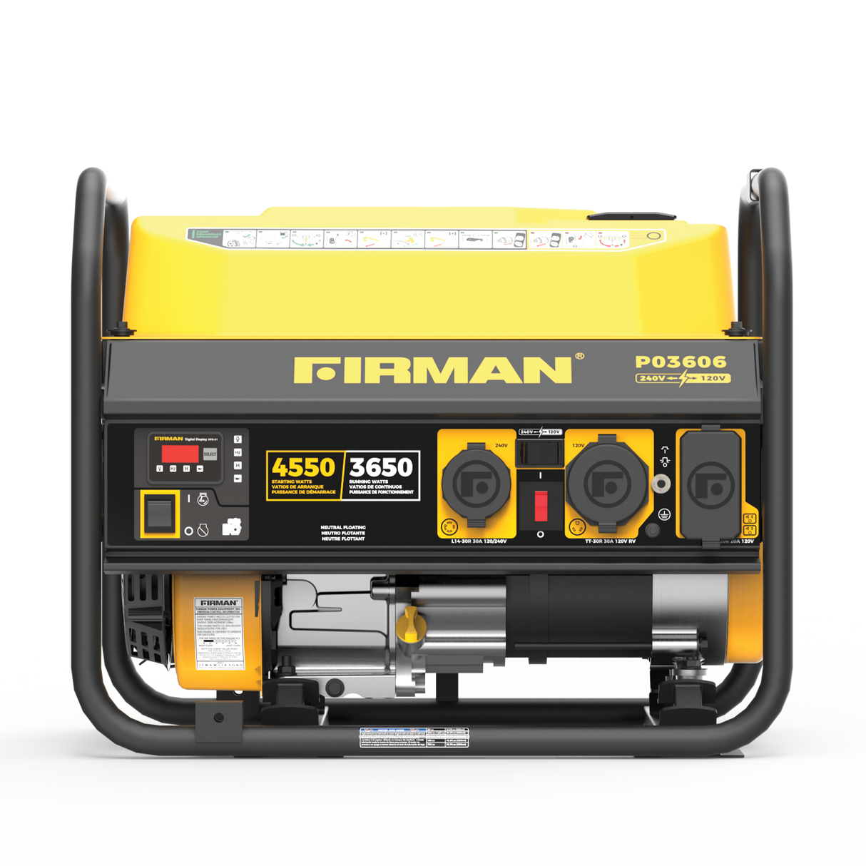 Gas Portable Generator 4550W Recoil Start 120/240V