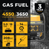 Gas Portable Generator 4550W Recoil Start