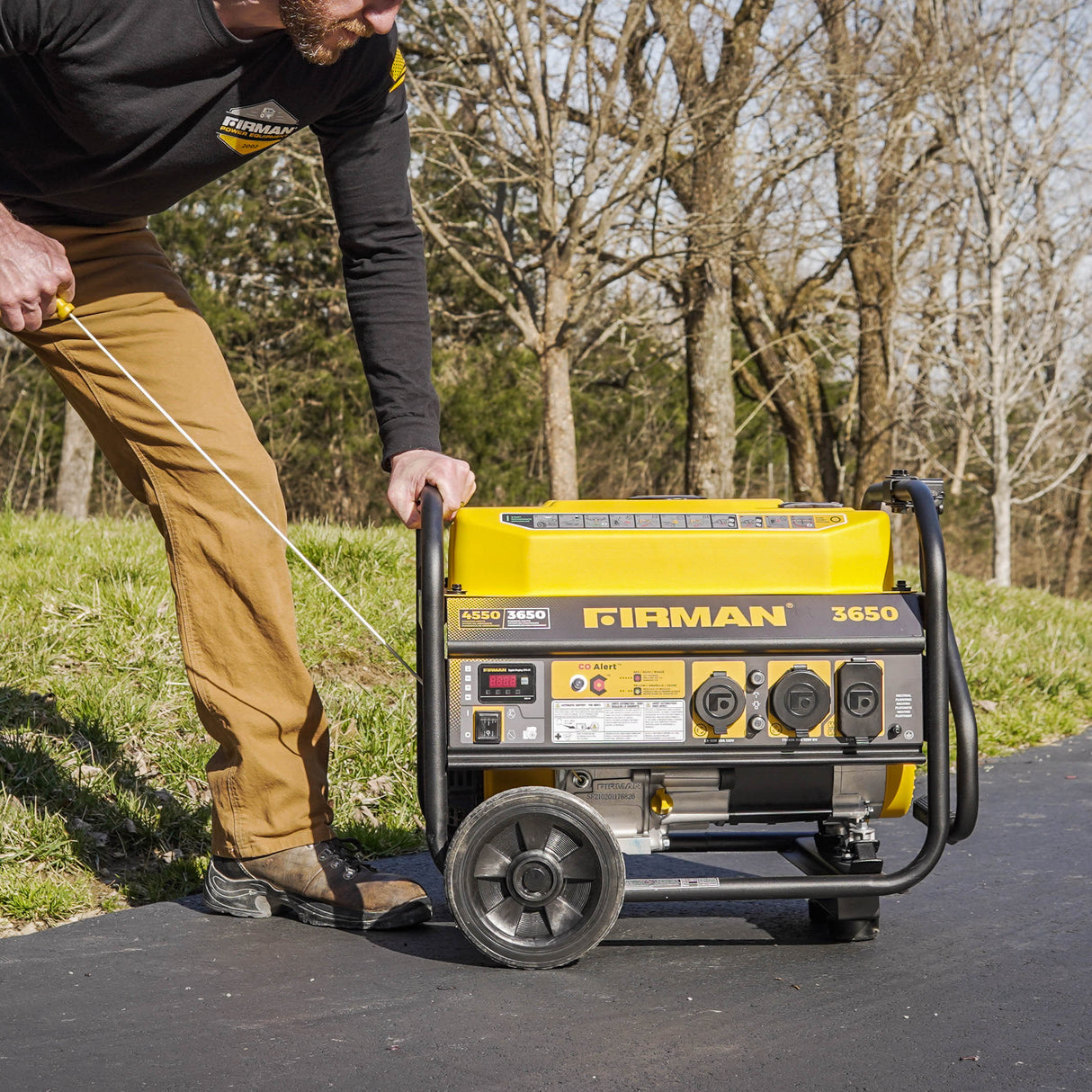 Gas Portable Generator 4550W Recoil Start 120V with CO Alert
