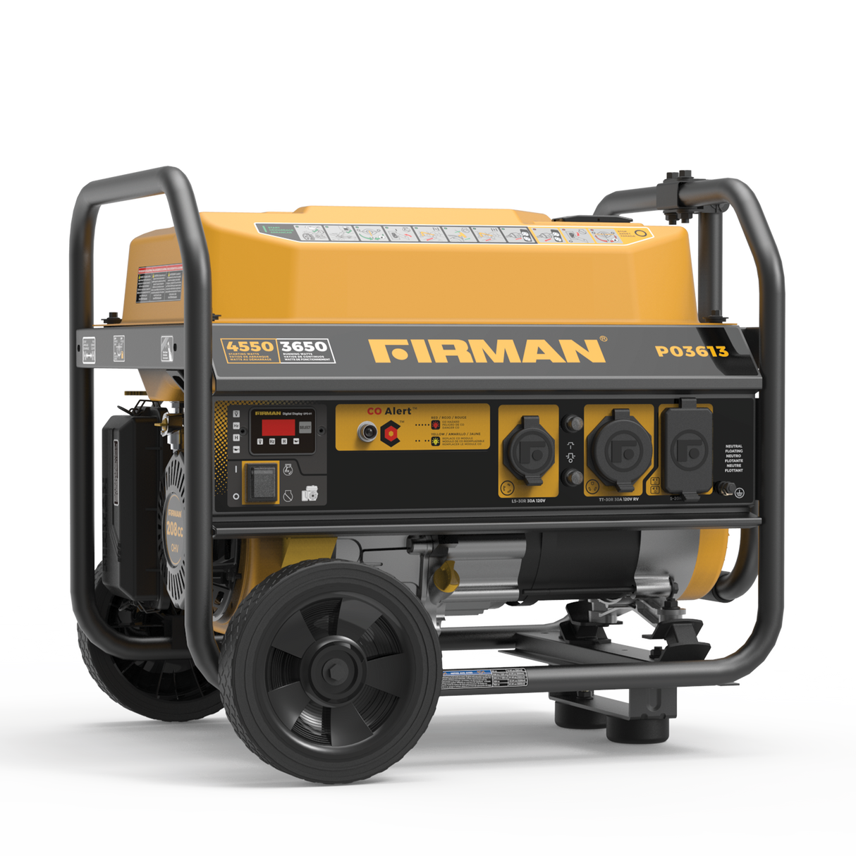 Gas Portable Generator 4550W Recoil Start 120V with CO Alert