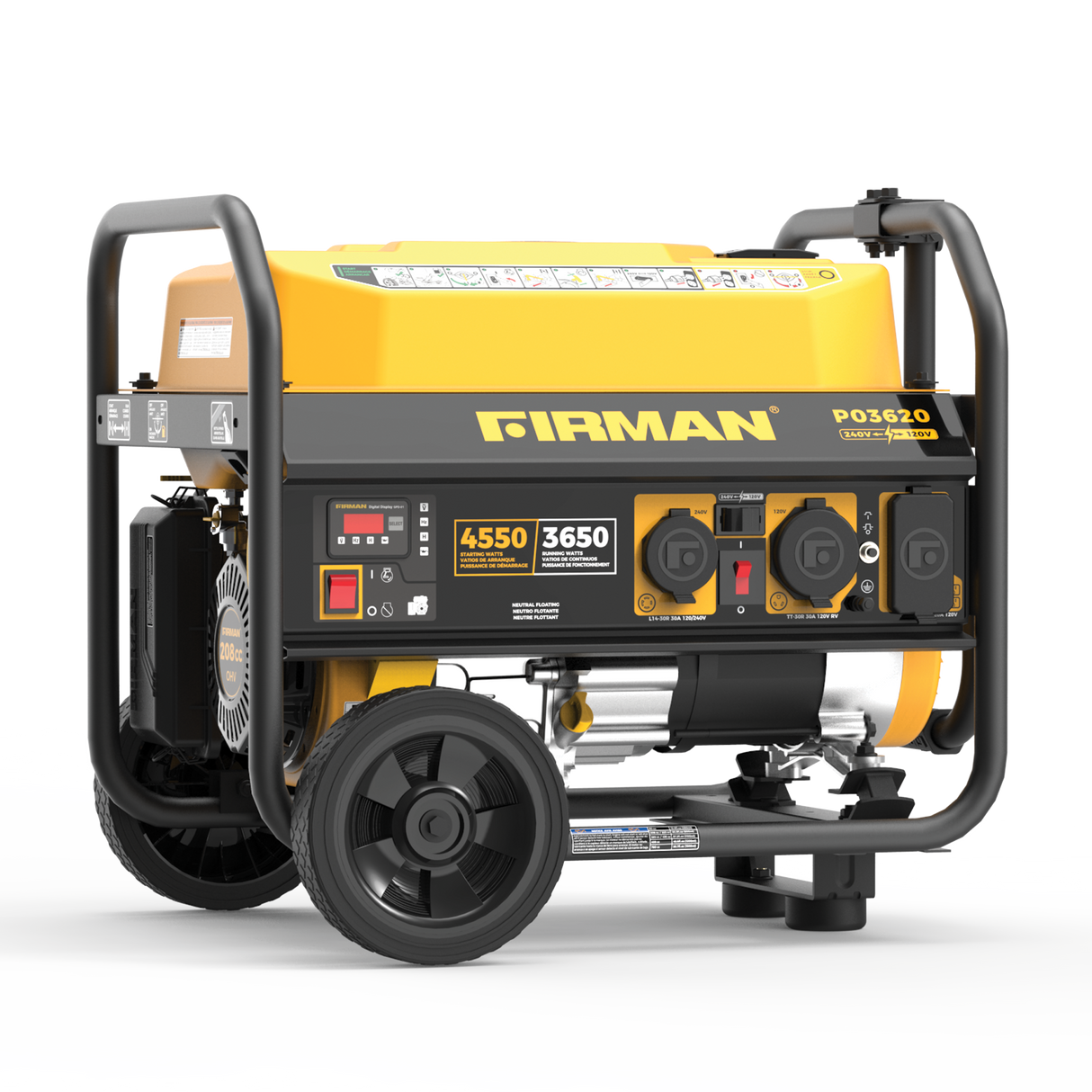 Gas Portable Generator 4550W Recoil Start 120/240V