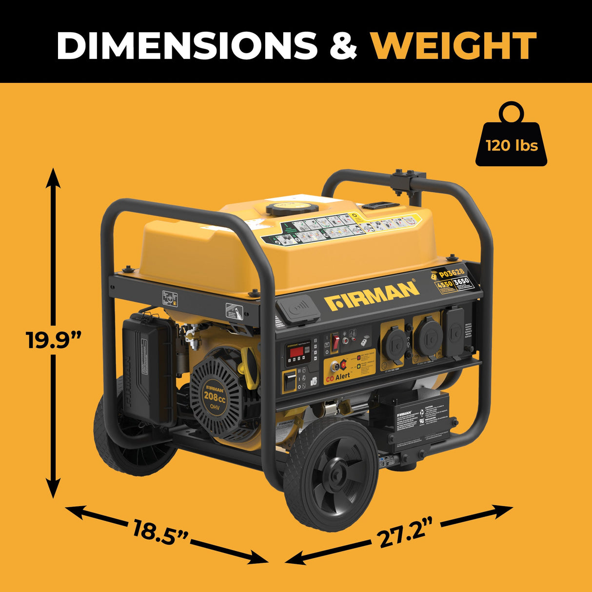 Gas Portable Generator 4550W Remote Start with CO Alert