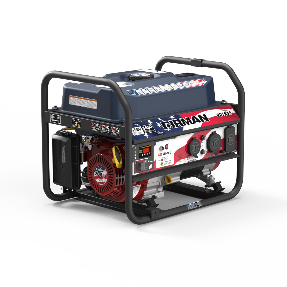 Gas Portable Generator 4550/3650W Recoil Start Stars & Stripes