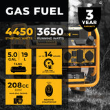 Gas Portable Generator 4550W Remote Start 120/240V with CO alert