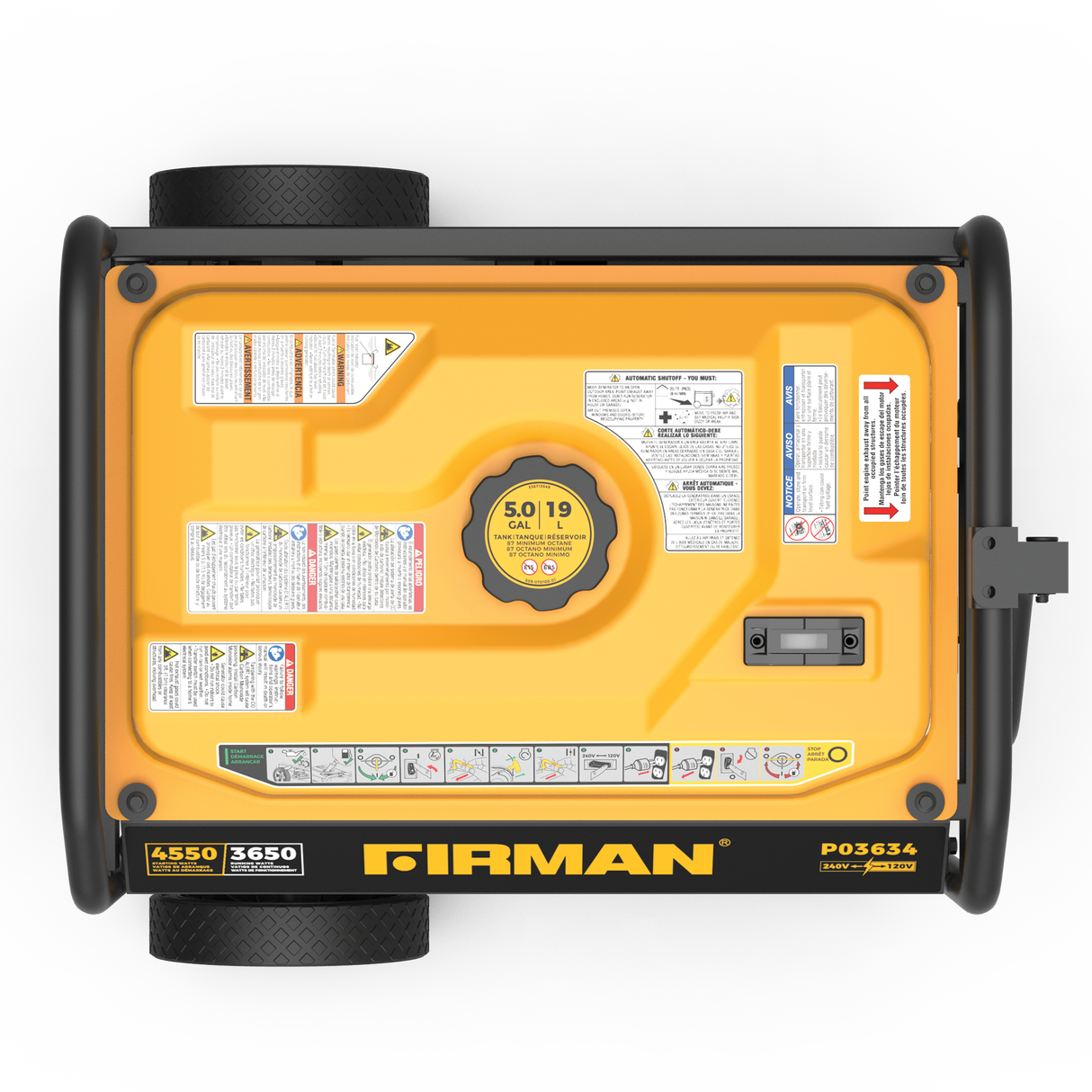 Gas Portable Generator 4550W Recoil Start 120/240V with CO ALERT