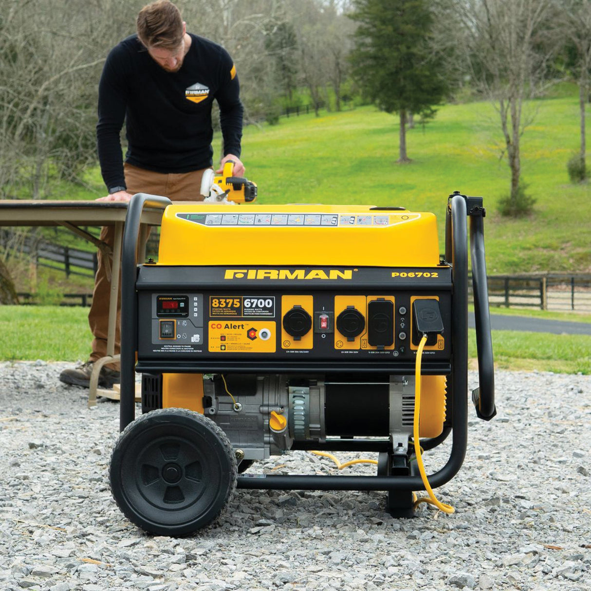 Gas Portable Generator 8375W Recoil Start 120/240V With CO Alert