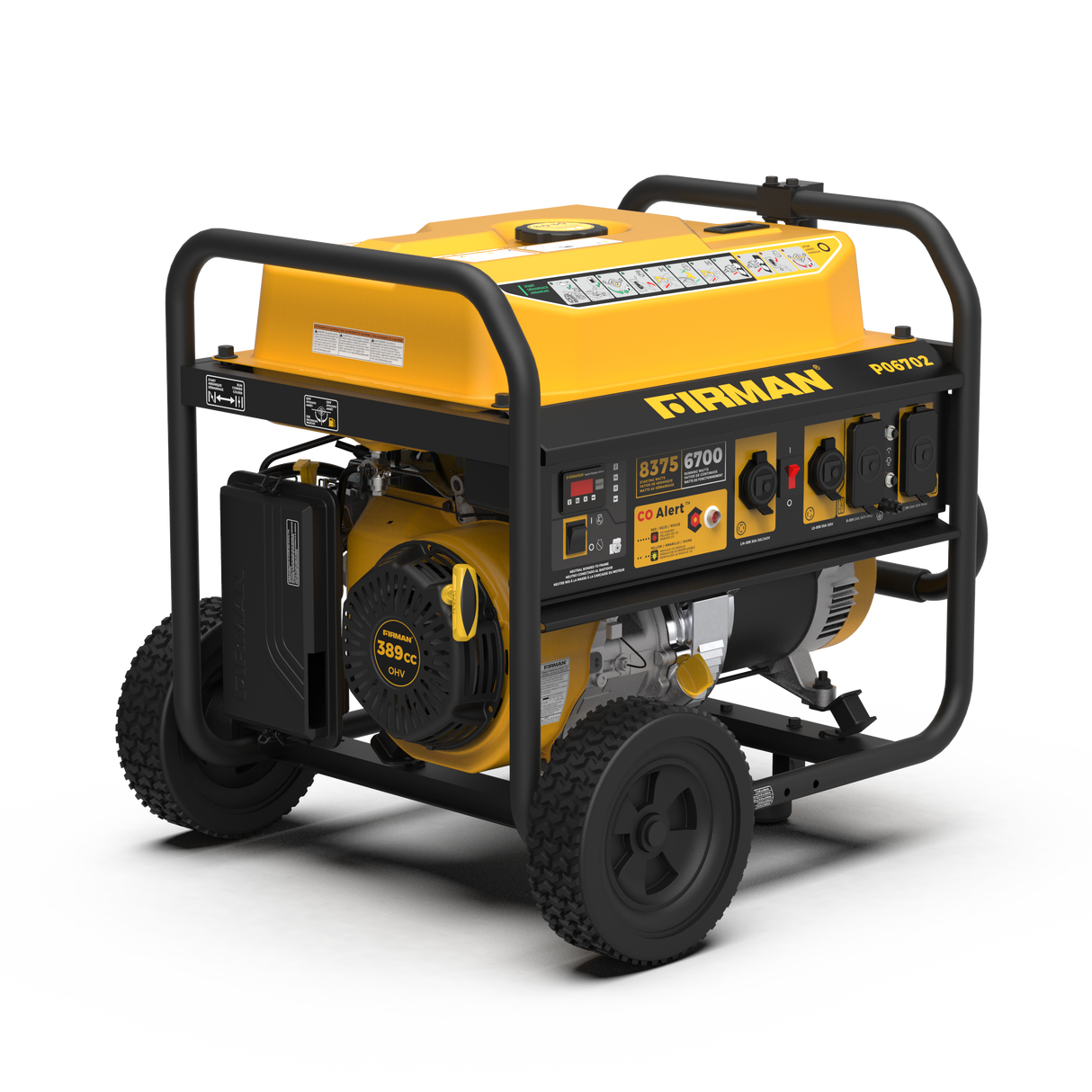Gas Portable Generator 8375W Recoil Start 120/240V With CO Alert