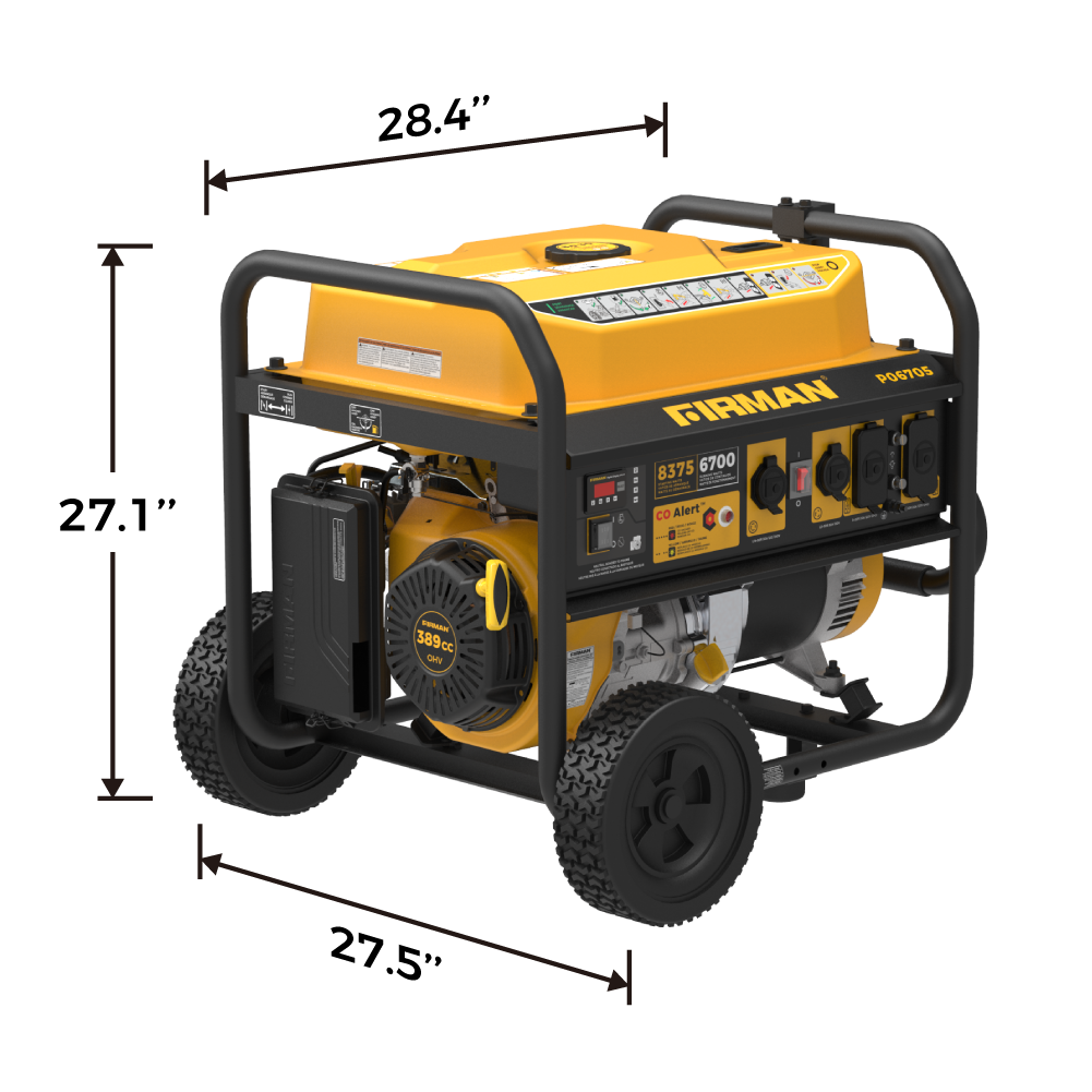 Gas Portable Generator 8375W Recoil Start 120/240V With CO Alert