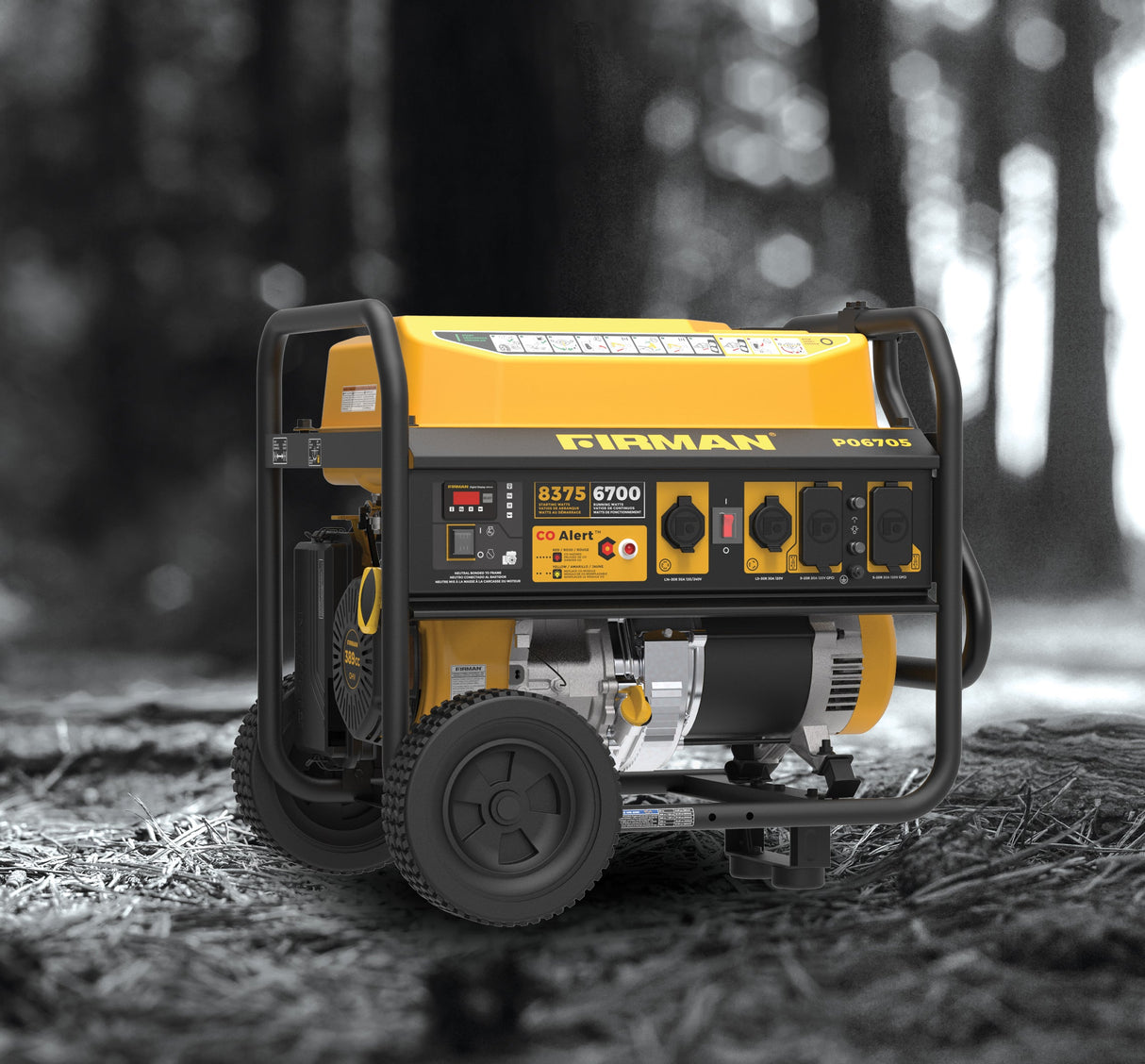 Gas Portable Generator 8375W Recoil Start 120/240V With CO Alert
