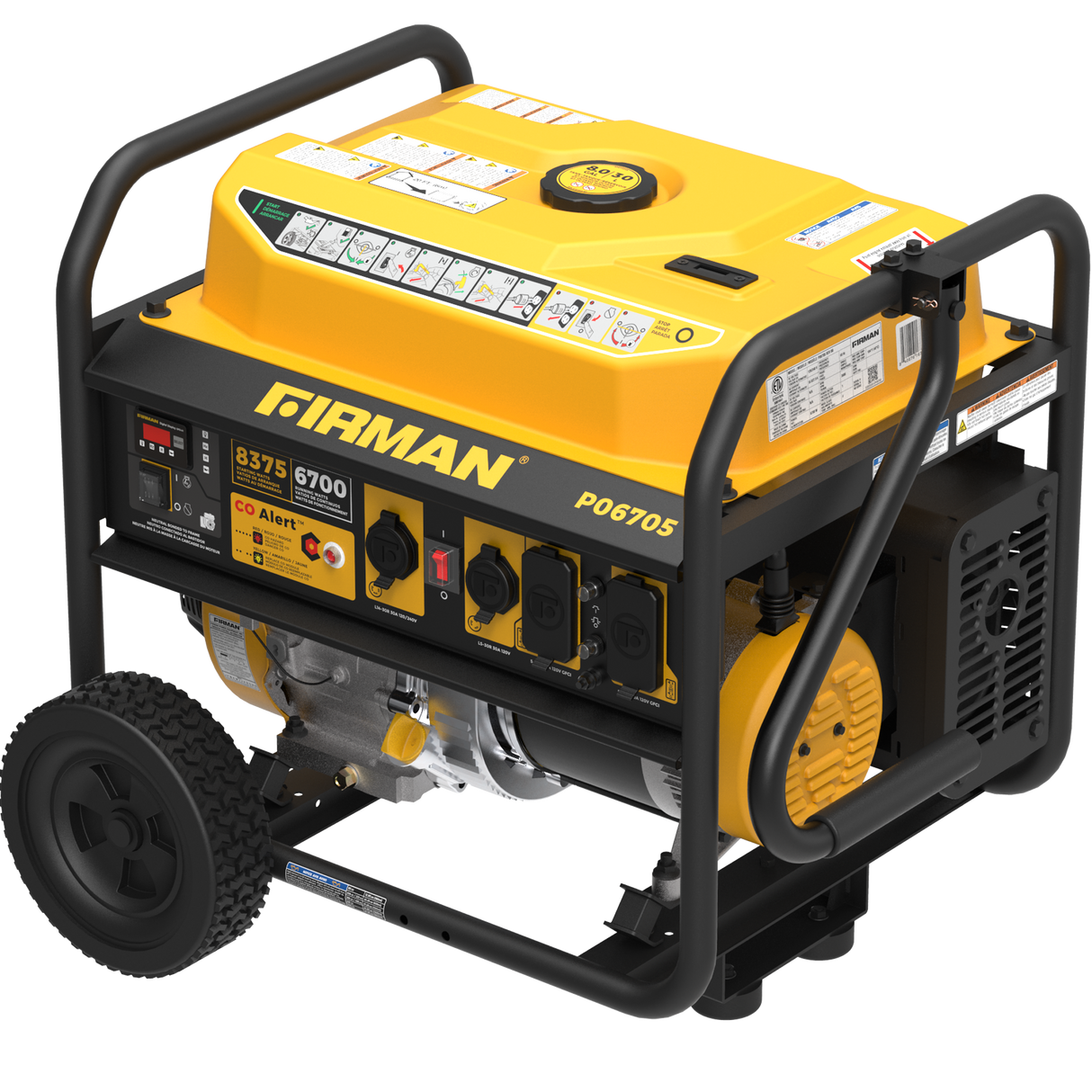 Gas Portable Generator 8375W Recoil Start 120/240V With CO Alert