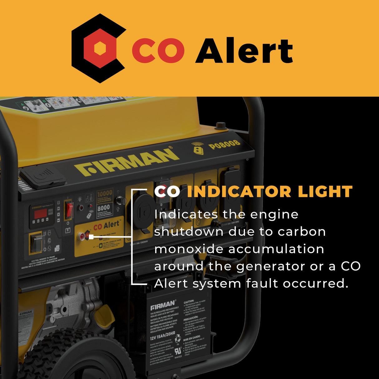 Gas Portable Generator 10000W Remote Start 120/240V with CO Alert