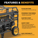Gas Portable Generator 15000W Electric Start 120/240V with CO Alert