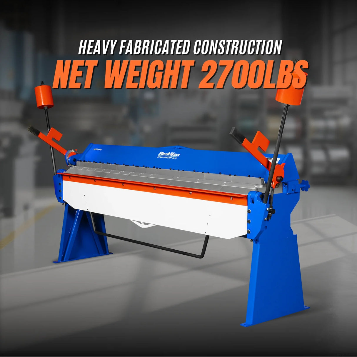 MechMaxx 100-inch Manual Sheet Metal Brake - 12 Gauge Bending Capacity, Adjustable Fingers, 8 Ft. Heavy-Duty Steel Construction, Precision Bending for Box and Pan PB10012