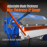 MechMaxx 100-inch Manual Sheet Metal Brake - 12 Gauge Bending Capacity, Adjustable Fingers, 8 Ft. Heavy-Duty Steel Construction, Precision Bending for Box and Pan PB10012