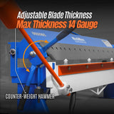 MechMaxx 120-inch Manual Sheet Metal Brake - 14 Gauge Bending Capacity, Adjustable Fingers, Heavy-Duty Steel Construction, Precision Bending for Box and Pan PB12014