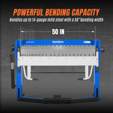 MechMaxx 50-Inch Foot Clamp Pan and Box Brake, Industrial Heavy Duty Sheet Metal Folding Machine, 0–135° Bending Angle, 1.9" Clamping Lift, 2" Box Depth PB2A5014