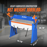 MechMaxx 48” Manual Pan and Box Brake - Heavy Duty, Durable Construction, 12 Gauge Mild Steel, 135° Bending Angle, Individual Bending Fingers" PB4812