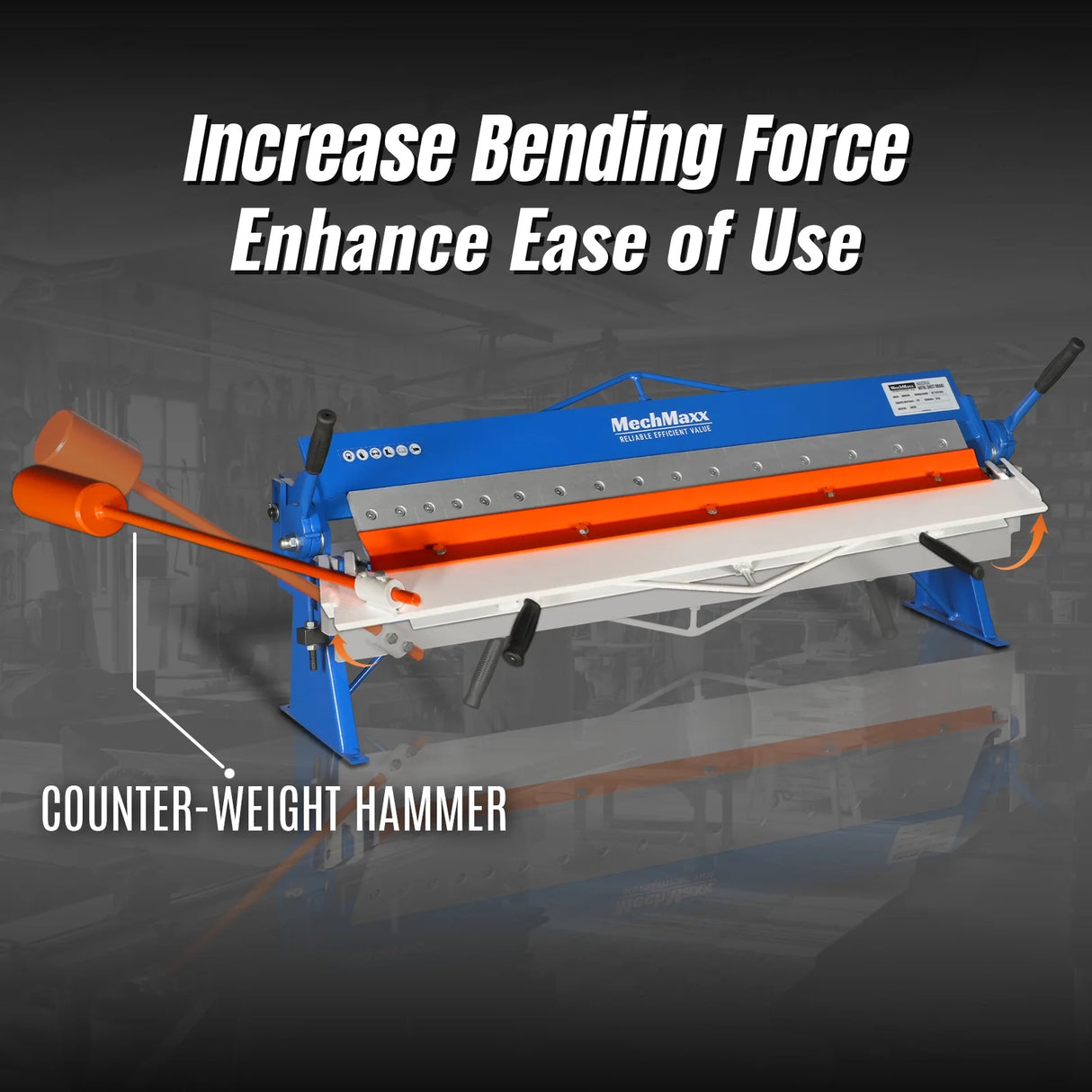 MechMaxx 48" Manual Pan and Box Brake - 16 Gauge Mild Steel Capacity, 135° Bending Angle, 16 Precision Fingers, Durable Construction for Accurate Bends"