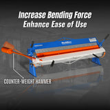 MechMaxx 48" Manual Pan and Box Brake - 16 Gauge Mild Steel Capacity, 135° Bending Angle, 16 Precision Fingers, Durable Construction for Accurate Bends"