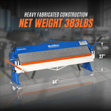 MechMaxx 48" Manual Pan and Box Brake - 16 Gauge Mild Steel Capacity, 135° Bending Angle, 16 Precision Fingers, Durable Construction for Accurate Bends"