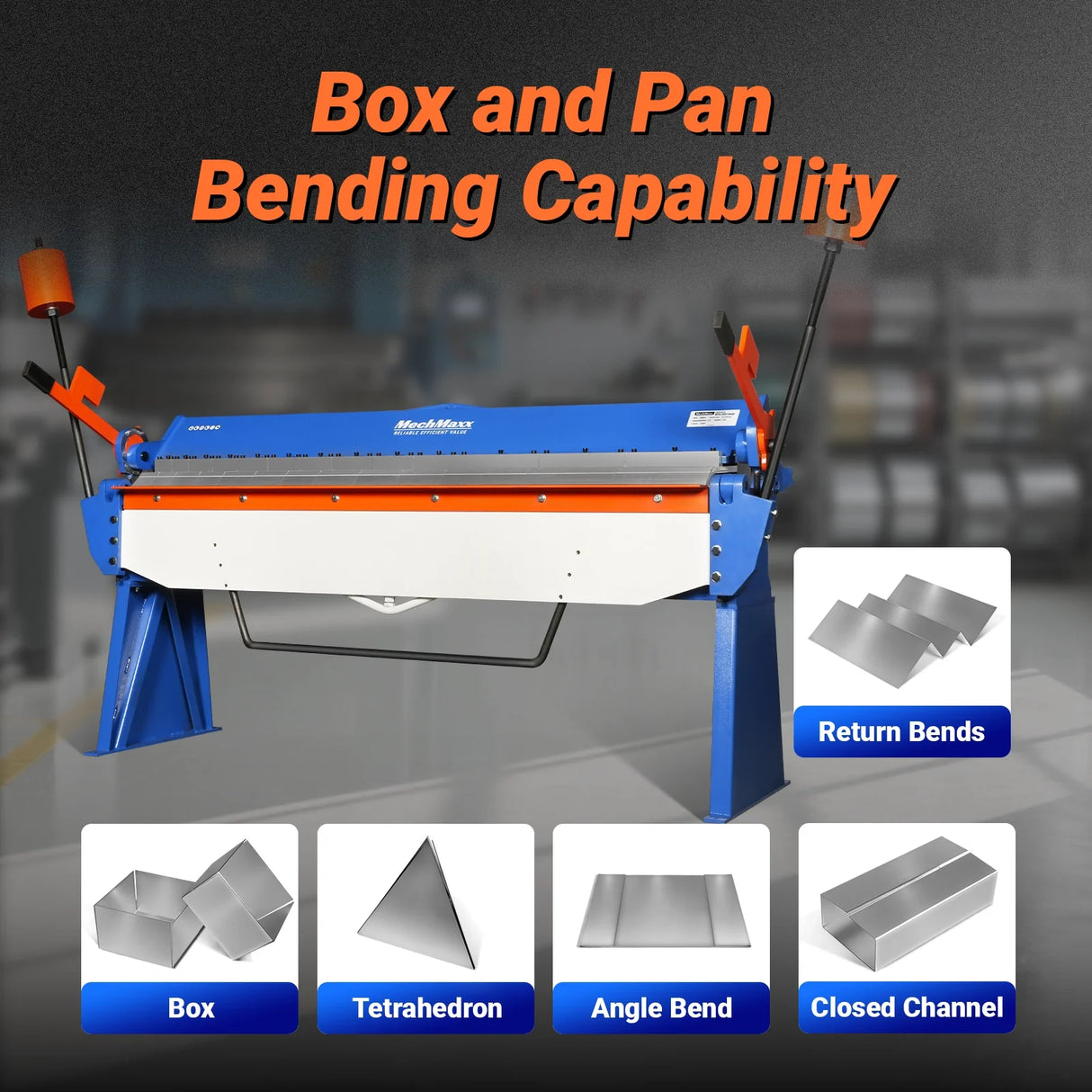 MechMaxx 80-inch Manual Sheet Metal Brake - 12 Gauge Bending Capacity, Adjustable Fingers, 6 Ft. Heavy-Duty Steel Construction for Precision Bending PB8012