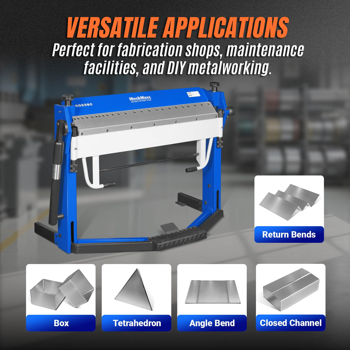 MechMaxx 50-Inch Foot Clamp Pan and Box Brake, Light Duty Sheet Metal Folding Machine, 0–135° Bending Angle, 1.9" Clamping Lift, 2" Box Depth PBA5014
