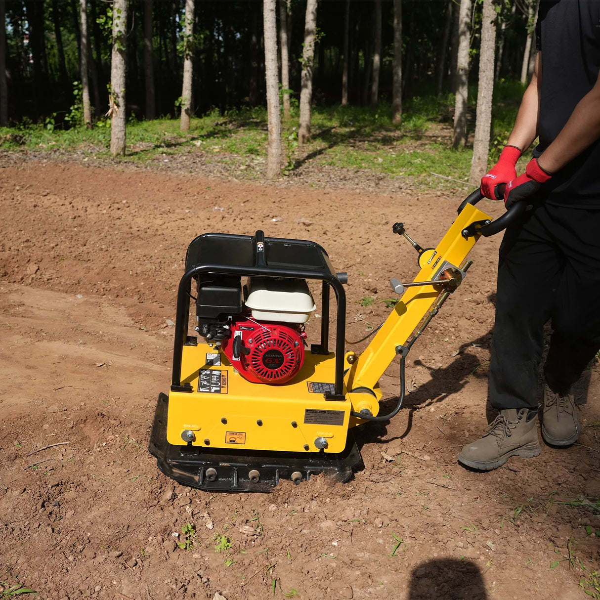 Honda GX160 Reversible Plate Compactor with Wheel Kit and Extension Plates, 5625 lb Centrifugal Force, PC150H