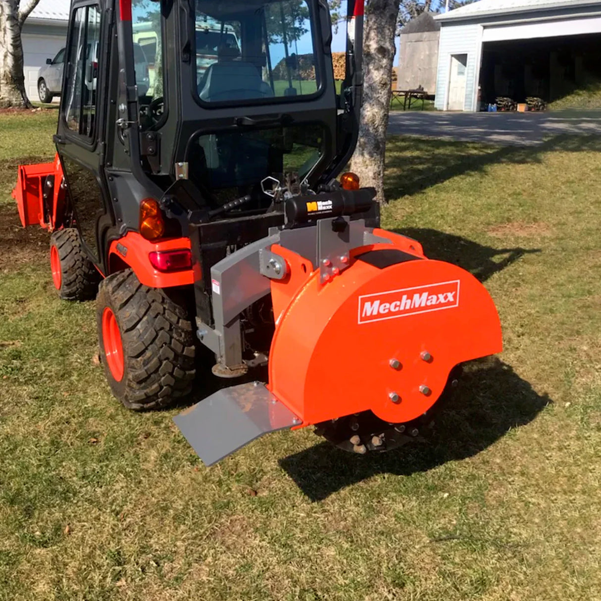 MechMaxx 3-Point PTO Stump Grinder & Wood Chipper Bundle – Orange