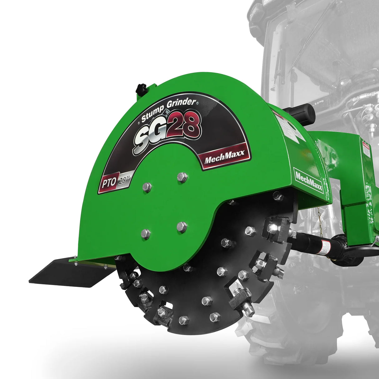 MechMaxx 3-Point PTO Stump Grinder with 44 Carbide Teeth (PTO Shaft Included with Slip Clutch), for 35-80HP Tractor, SG28 – Green