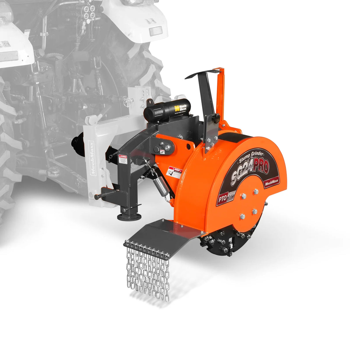 MechMaxx 3-Point PTO Stump Grinder with 34 Carbide Teeth (PTO Shaft Included with Slip Clutch), for 15-45HP Tractor, SG24PRO – Orange