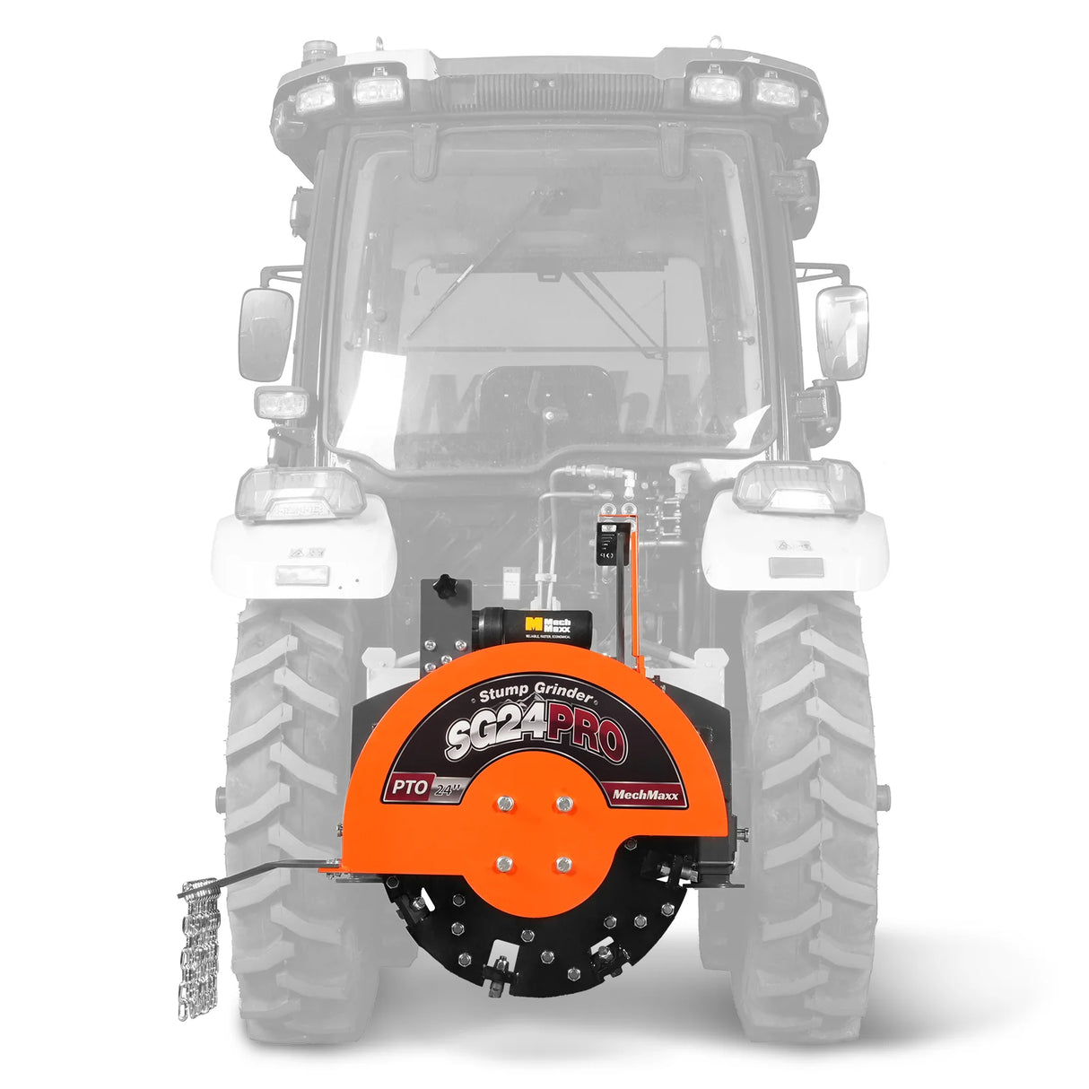 MechMaxx 3-Point PTO Stump Grinder with 34 Carbide Teeth (PTO Shaft Included with Slip Clutch), for 15-45HP Tractor, SG24PRO – Orange