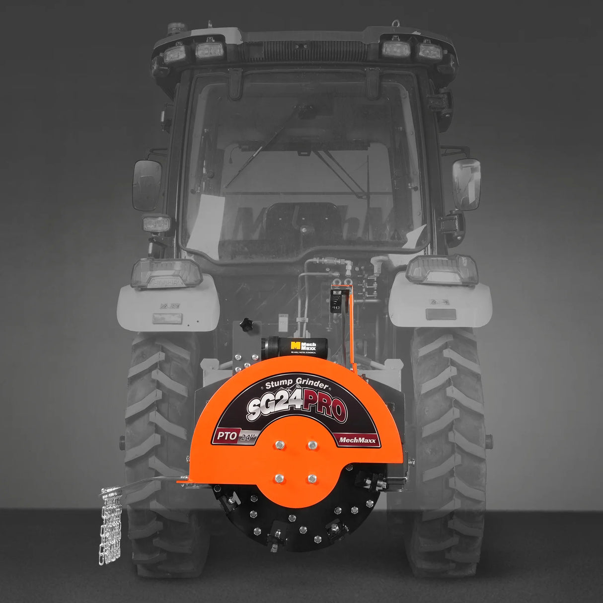 MechMaxx 3-Point PTO Stump Grinder with 34 Carbide Teeth (PTO Shaft Included with Slip Clutch), for 15-45HP Tractor, SG24PRO – Orange