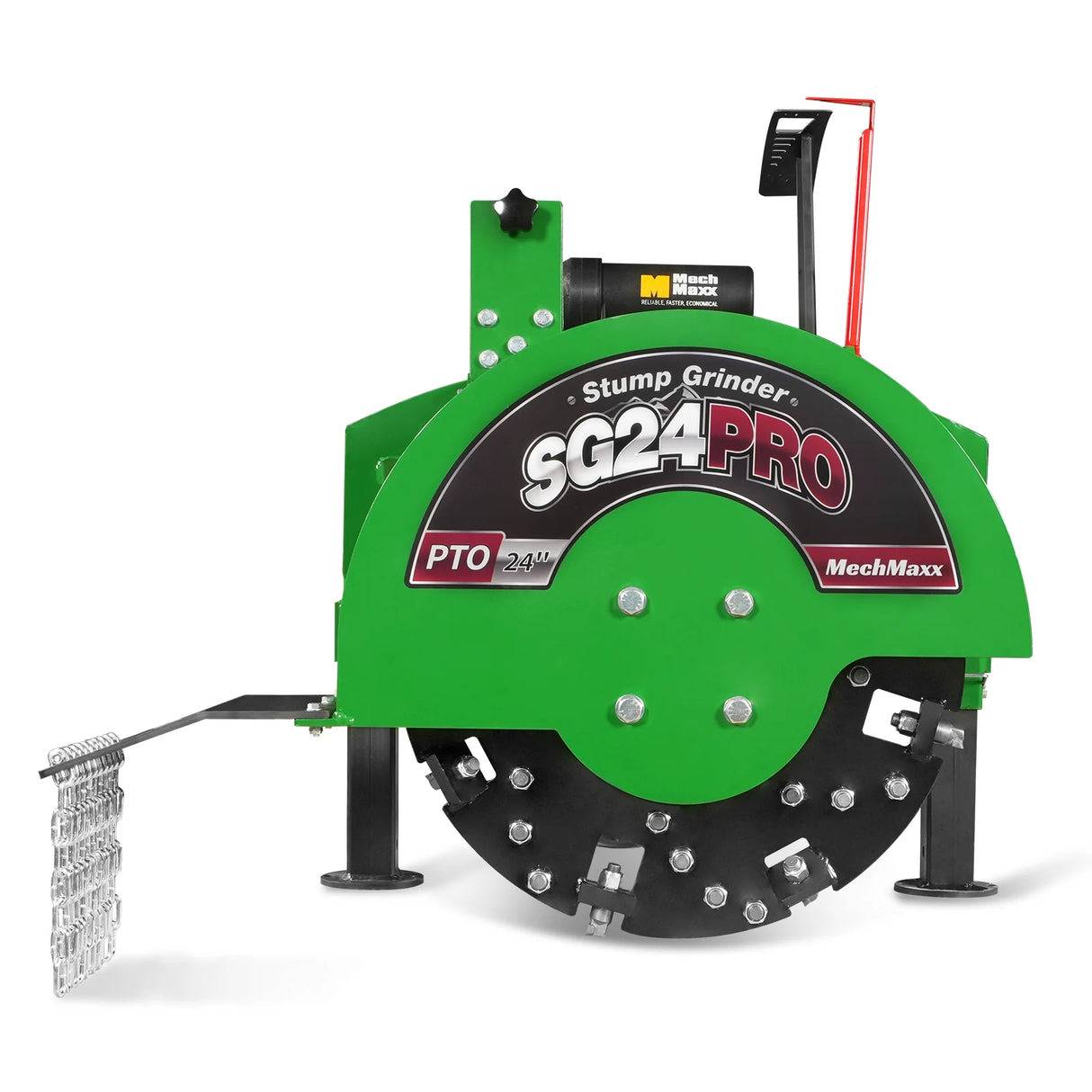 MechMaxx 3-Point PTO Stump Grinder with 34 Carbide Teeth (PTO Shaft Included with Slip Clutch), for 15-45HP Tractor, SG24PRO – Green