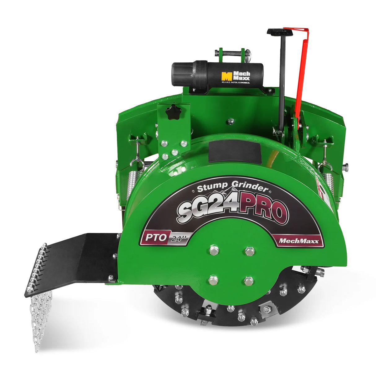 MechMaxx 3-Point PTO Stump Grinder with 34 Carbide Teeth (PTO Shaft Included with Slip Clutch), for 15-45HP Tractor, SG24PRO – Green