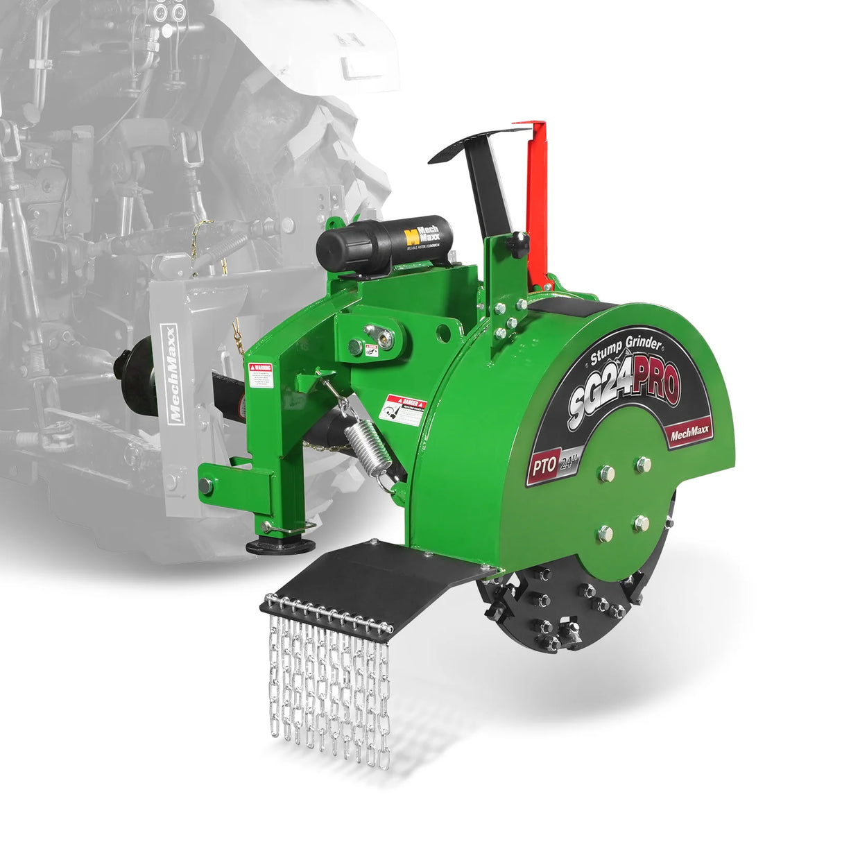 MechMaxx 3-Point PTO Stump Grinder with 34 Carbide Teeth (PTO Shaft Included with Slip Clutch), for 15-45HP Tractor, SG24PRO – Green