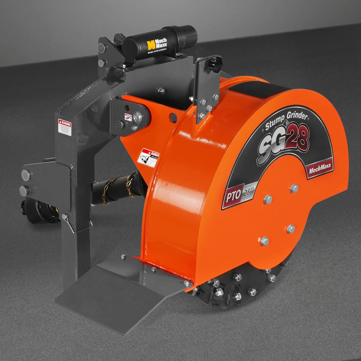 MechMaxx 3-Point PTO Stump Grinder with 44 Carbide Teeth (PTO Shaft Included with Slip Clutch), for 35-80HP Tractor, SG28 – Orange