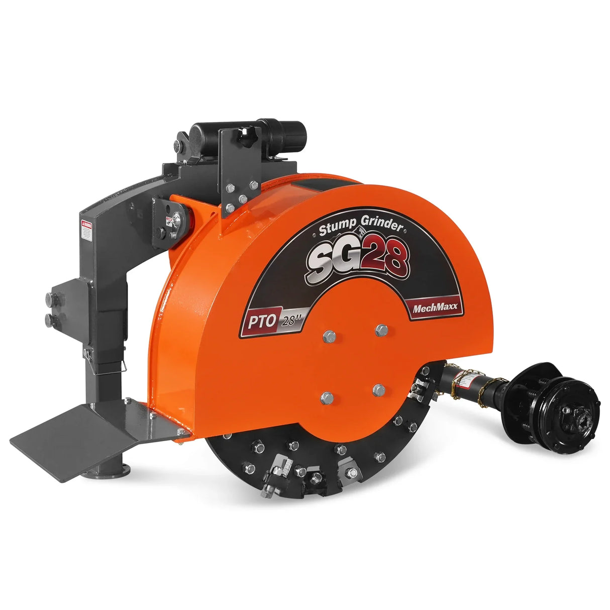 MechMaxx 3-Point PTO Stump Grinder with 44 Carbide Teeth (PTO Shaft Included with Slip Clutch), for 35-80HP Tractor, SG28 – Orange