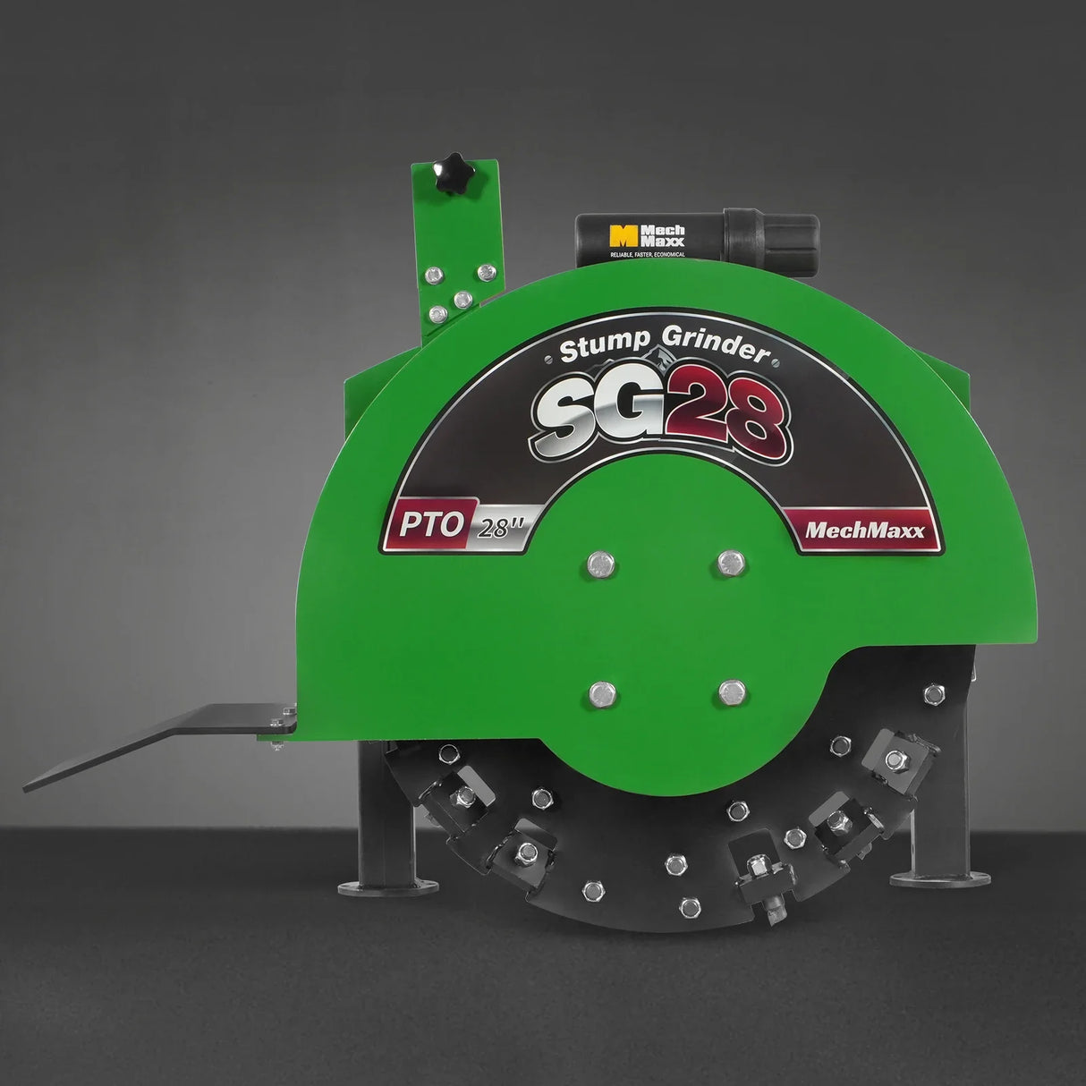 MechMaxx 3-Point PTO Stump Grinder with 44 Carbide Teeth (PTO Shaft Included with Slip Clutch), for 35-80HP Tractor, SG28 – Green