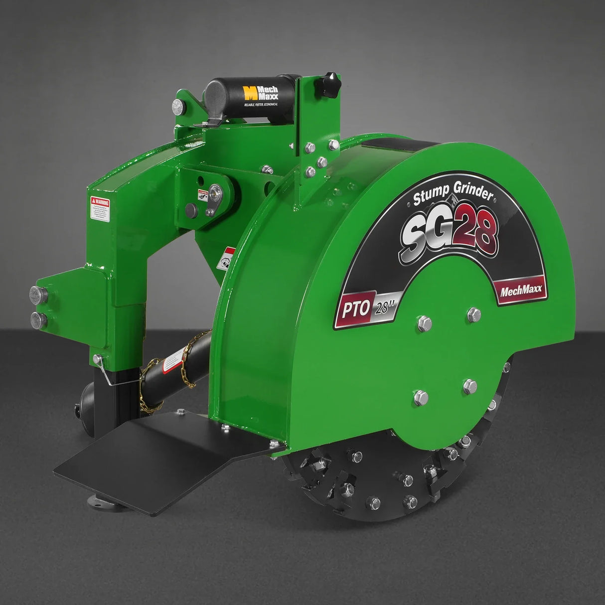 MechMaxx 3-Point PTO Stump Grinder with 44 Carbide Teeth (PTO Shaft Included with Slip Clutch), for 35-80HP Tractor, SG28 – Green