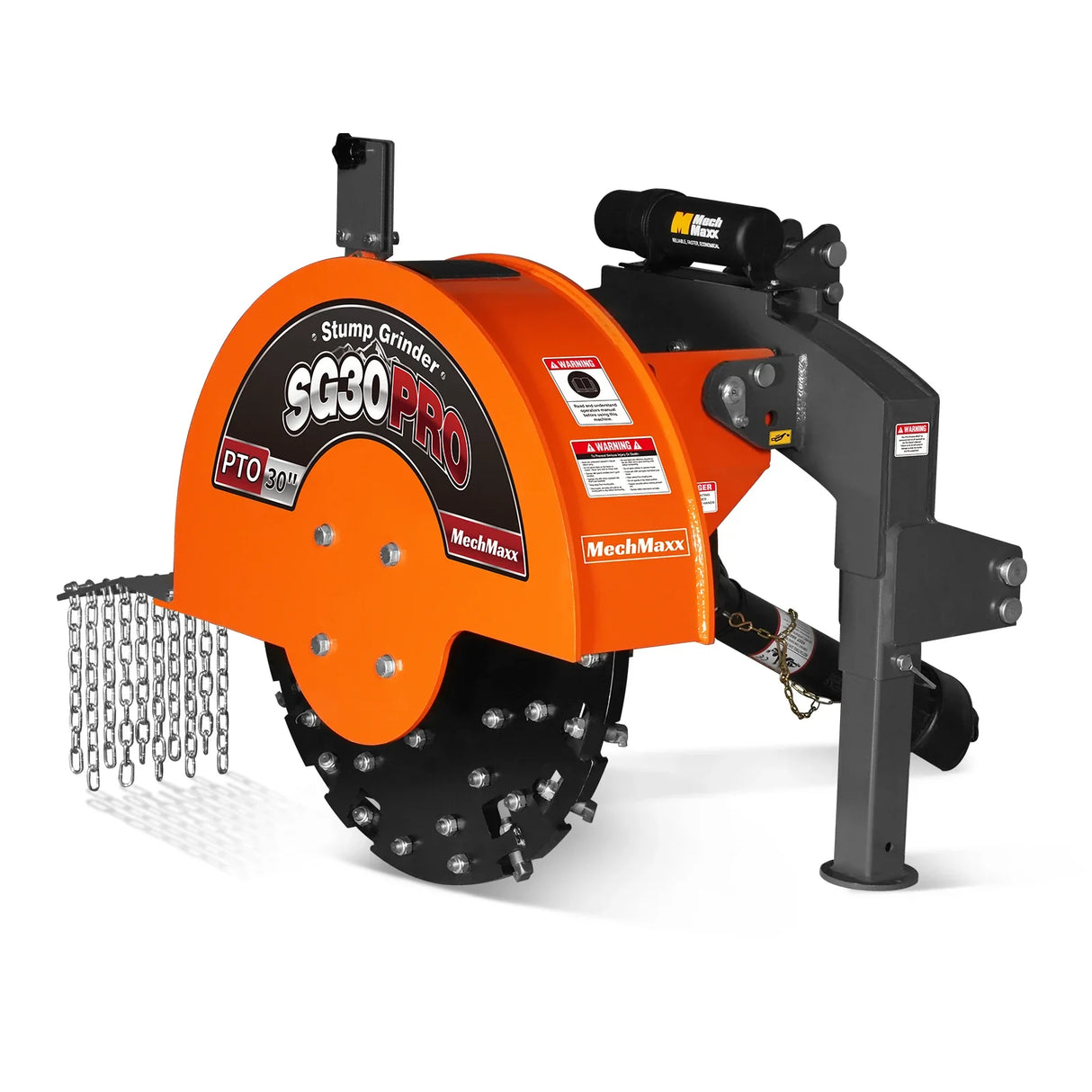 MechMaxx 3-Point PTO Stump Grinder, 30 in Flywheel, 40-100HP, with 44 Carbide Teeth (PTO Shaft Included with Slip Clutch), SG30PRO – Orange