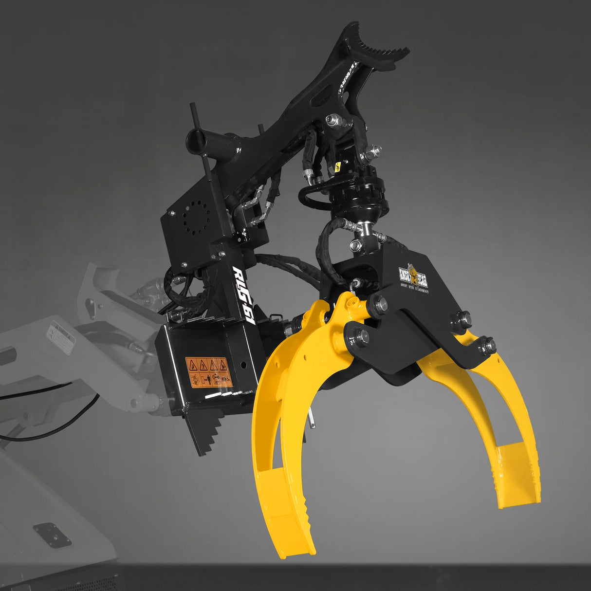 59" Multi-purpose Hydraulic Rotating Log Grapple For Mini Skid Steer, 1500lbs Lift Capacity, 360° Rotational Ability