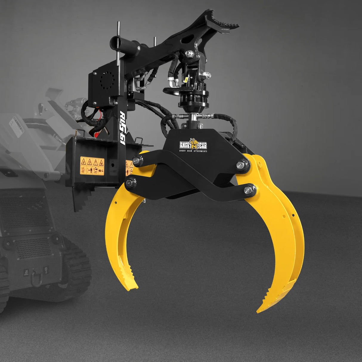 59" Multi-purpose Hydraulic Rotating Log Grapple For Mini Skid Steer, 1500lbs Lift Capacity, 360° Rotational Ability
