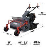 MechMaxx 27" Walk Behind Flail Mower,  10HP 302cc,  Self-Propelled,  Tracked,  Electric Start,  SFM27T