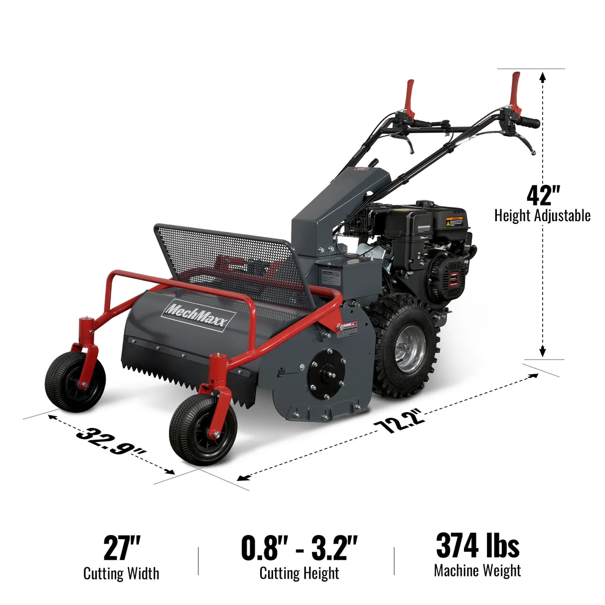 MechMaxx 27" Walk Behind Flail Mower,  10HP 302cc,  Self-Propelled,  Wheeled,  Electric Start,  SFM27W