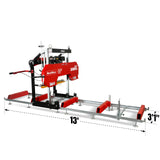 MechMaxx 32" Portable Sawmill, 459cc 15HP E-Start Gasoline Engine, 26.5" Board Width, 13' Track Length, SM-32