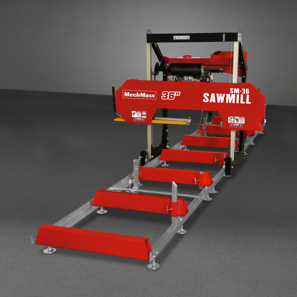 MechMaxx 36" MAX Portable Sawmill, 25HP 688cc HONDA GX690 V-Twin Engine, 36" Board Width, 20' Track Length, (10 x Blades Included), SM-36HMAX