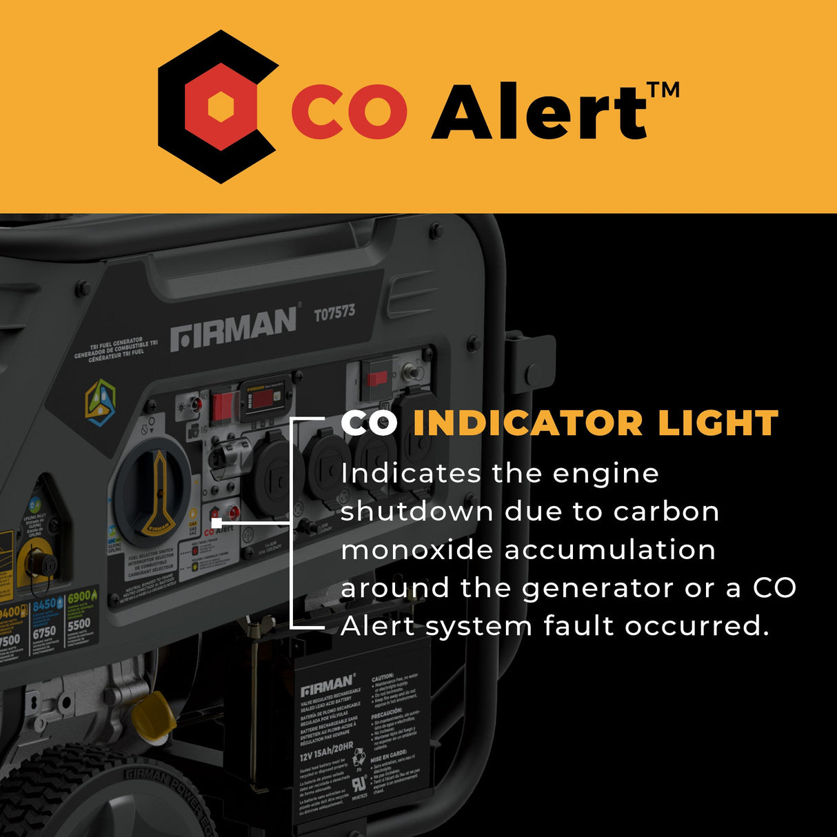 Refurbished Tri Fuel Portable Generator 9400W Electric Start 120/240V with CO Alert
