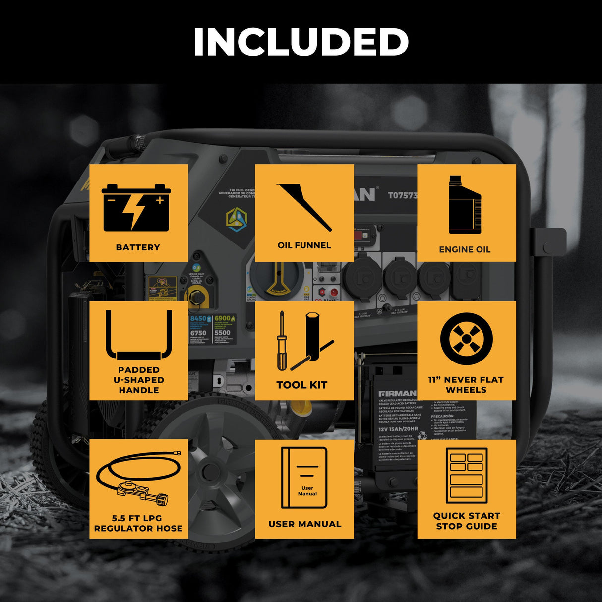 Tri Fuel Portable Generator 9400W Electric Start 120/240V with CO Alert