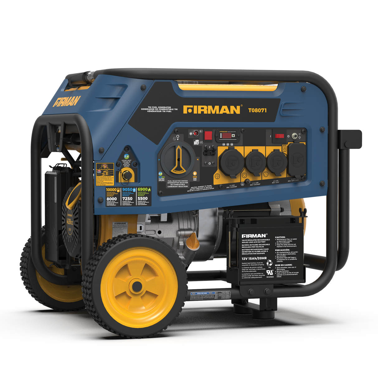 Tri Fuel Portable Generator 8000W Electric Start 120/240V