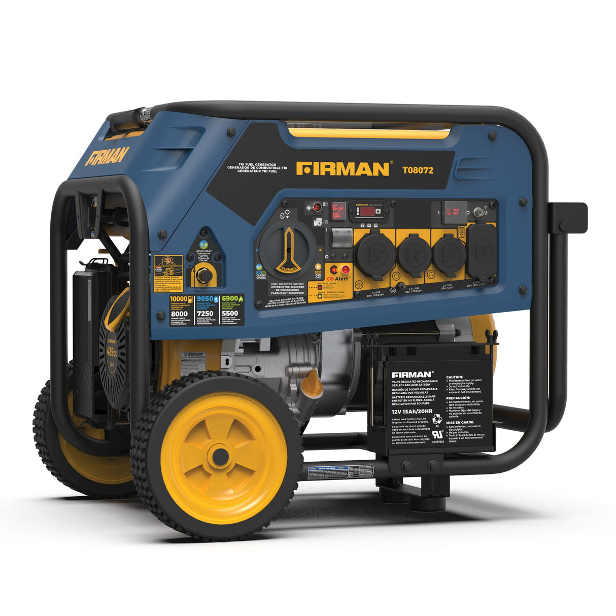 Tri Fuel 8000W Portable Generator Electric Start 120/240V with CO ALERT